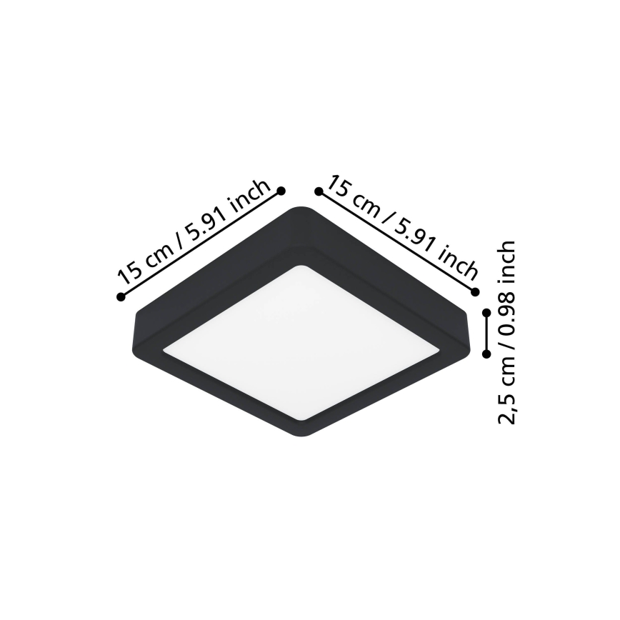 Eglo - LED plafondlamp LED/7W/230V 2700/4000/6500K 15x15cm zwart