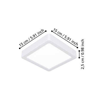 Eglo - LED plafondlamp LED/7W/230V 2700/4000/6500K 15x15 cm wit