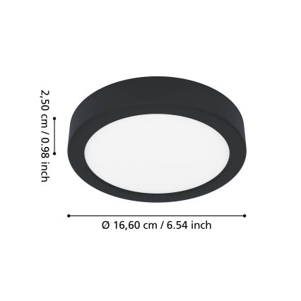 Eglo - LED badkamerplafonnière LED/7,5W/230V 2700/4000/6500K Ø 16,6 cm IP44 zwart