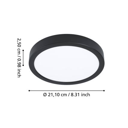 Eglo - LED plafondlamp voor badkamer LED/11,5W/230V Ø 21,1 cm IP44 zwart