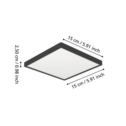 Eglo - LED plafondlamp voor badkamer LED/7W/230V 15x15 cm IP44 zwart