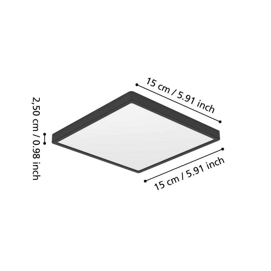 Eglo - LED plafondlamp voor badkamer LED/7W/230V 15x15 cm IP44 zwart