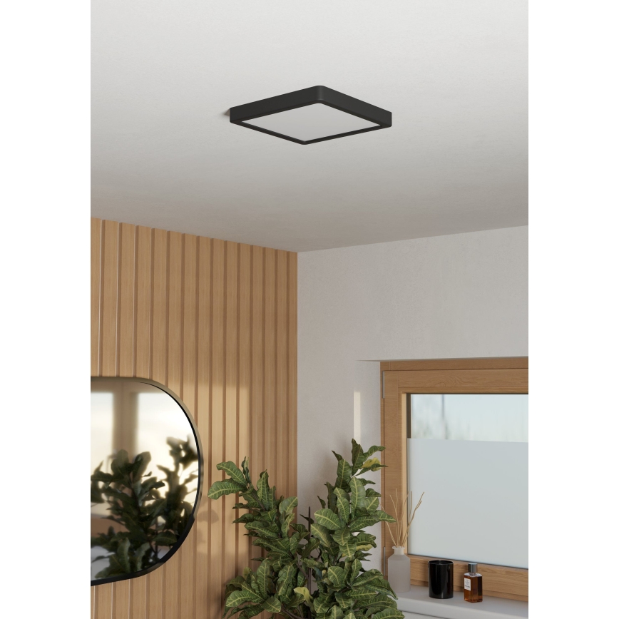 Eglo - LED plafondlamp voor badkamer, 10,5W/230V, 2700/4000/6500K, 22x22 cm, IP44, zwart