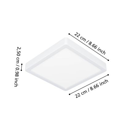 Eglo - LED plafondlamp voor badkamer LED/10,5W/230V 2700/4000/6500K 22x22 cm IP44 wit