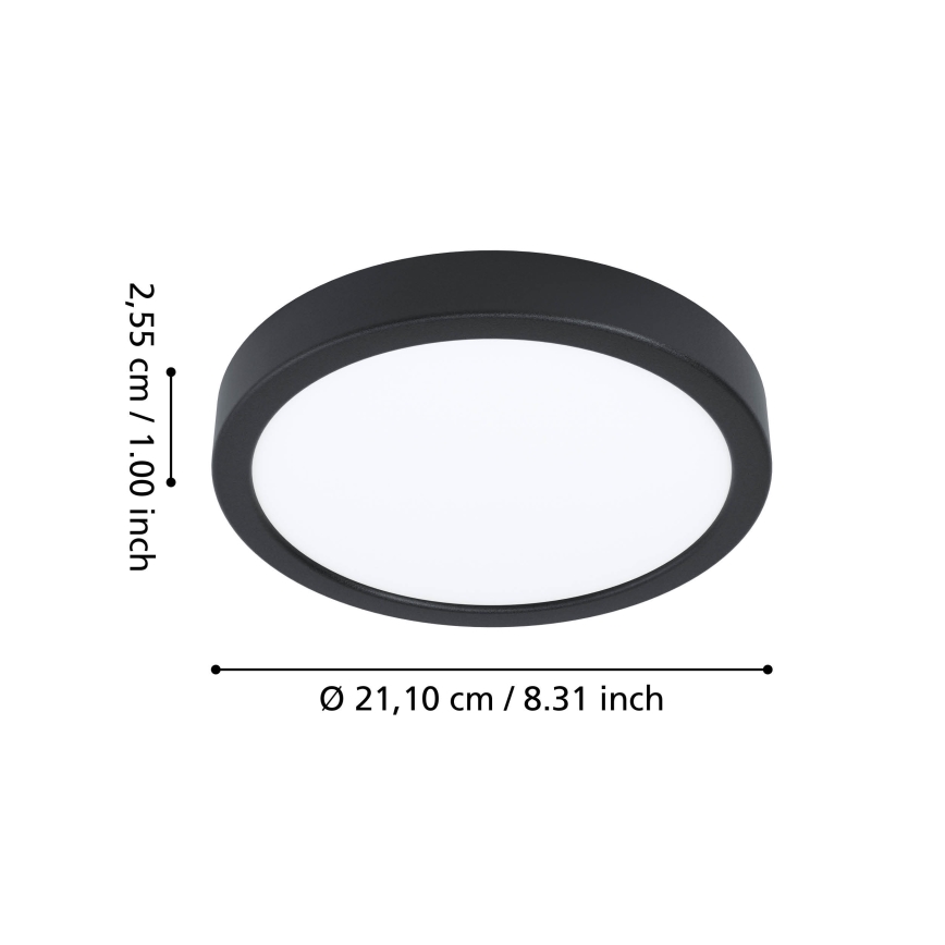 Eglo - LED RGBW dimbare plafondlamp voor badkamer LED/11,2W/230V 2700-6500K Ø 21,1 cm IP44 zwart