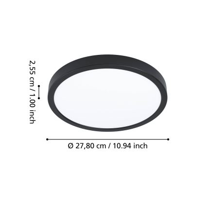 Eglo - Dimbare LED RGBW plafondlamp voor de badkamer LED/14,3W/230V 2700-6500K Ø 27,8 cm IP44 zwart