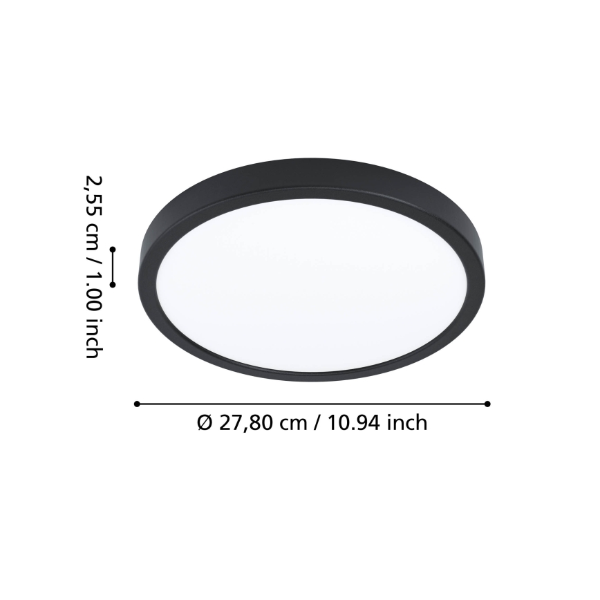 Eglo - Dimbare LED RGBW plafondlamp voor de badkamer LED/14,3W/230V 2700-6500K Ø 27,8 cm IP44 zwart