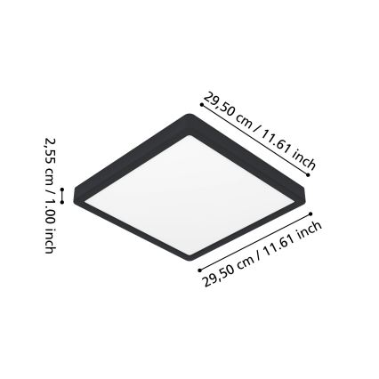 Eglo - LED RGBW dimbare plafondlamp voor badkamer LED/13,5W/230V 2700-6500K 29,5x29,5 cm IP44 zwart