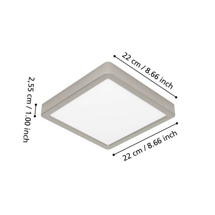 Eglo - LED RGBW dimbare badkamerplafondlamp LED/10,5W/230V 2700-6500K 22x22 cm IP44 mat chroom
