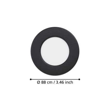 Eglo - LED-inbouwspot 3,7W/230V, 2700/4000/6500K, Ø 8,8 cm, zwart