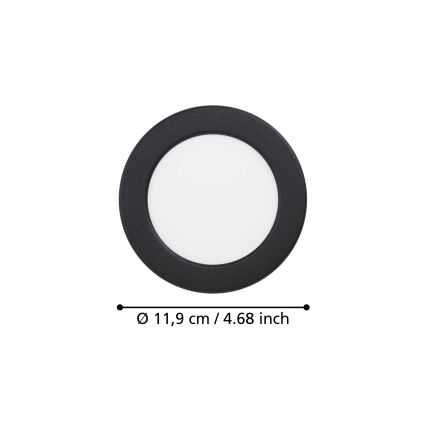 Eglo - LED inbouwspot LED/6,3W/230V 2700/4000/6500K Ø 11,9 cm zwart