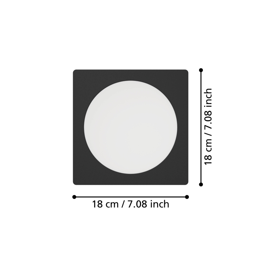 Eglo - LED inbouwarmatuur LED/10,5W/230V 2700/4000/6500K 16,6x16,6 cm zwart