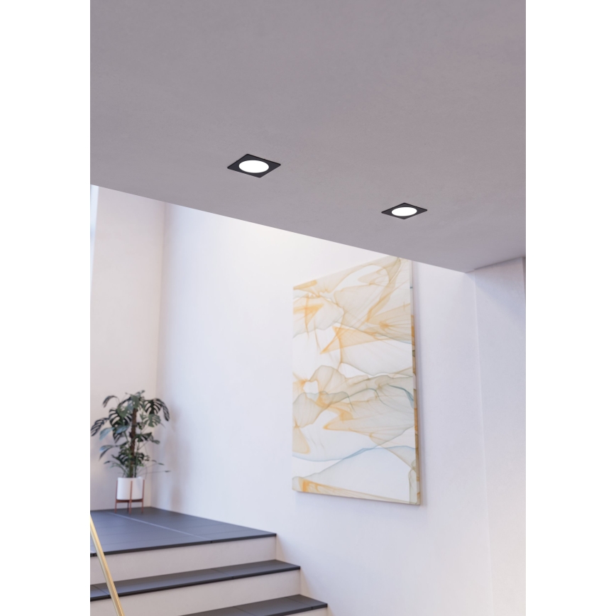 Eglo - LED inbouwarmatuur LED/18,5W/230V 2700/4000/6500K 21,6x21,6 cm zwart