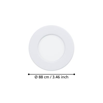 Eglo - LED-inbouwspot LED/3,7 W/230 V 2700/4000/6500 K Ø 8,8 cm wit