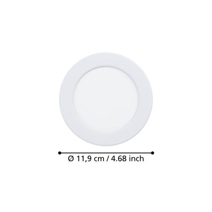 Eglo - LED-inbouwspot, 6,3 W, 230 V, 2700/4000/6500 K (instelbare kleurtemperatuur), Ø 11,9 cm, wit