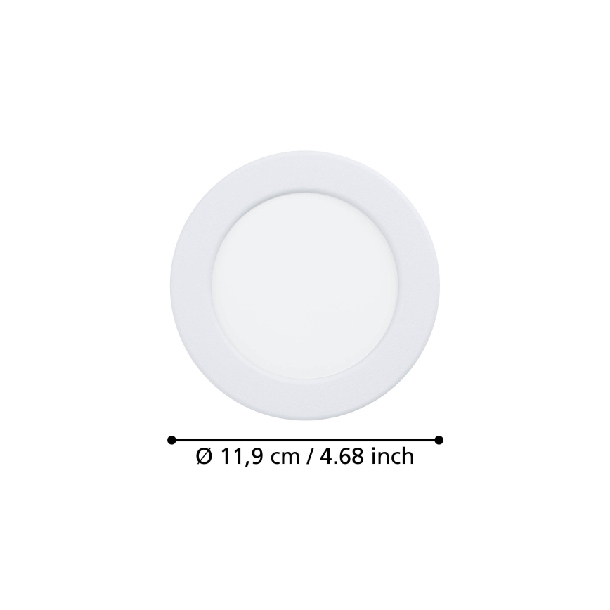 Eglo - LED-inbouwspot, 6,3 W, 230 V, 2700/4000/6500 K (instelbare kleurtemperatuur), Ø 11,9 cm, wit