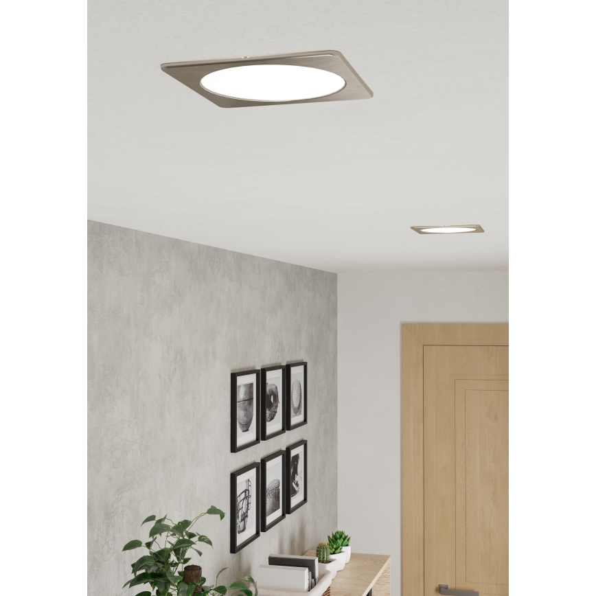 Eglo - LED-inbouwarmatuur 10,5W/230V 2700/4000/6500K 16,6x16,6 cm mat chroom