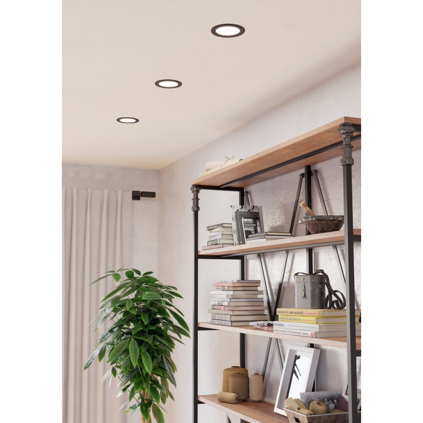 Eglo - LED inbouwspot voor badkamer LED/6,3W/230V 2700/4000/6500K Ø 11,9 cm IP44 zwart