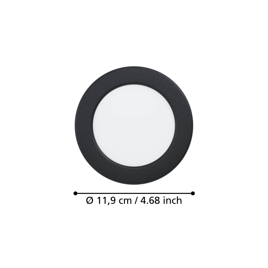 Eglo - LED inbouwspot voor badkamer LED/6,3W/230V 2700/4000/6500K Ø 11,9 cm IP44 zwart