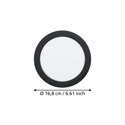 Eglo - LED inbouwspot voor badkamer LED/10,5W/230V 2700/4000/6500K Ø 16,8 cm IP44 zwart