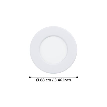Eglo - LED-inbouwspot voor badkamer LED/3,7W/230V 2700/4000/6500K Ø 8,8 cm IP44 wit