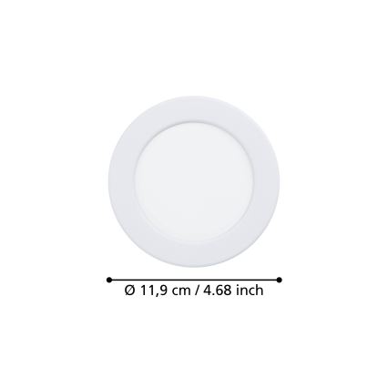 Eglo - LED inbouwspot voor badkamer LED/6,3W/230V 2700/4000/6500K pr. 11,9 cm IP44 wit