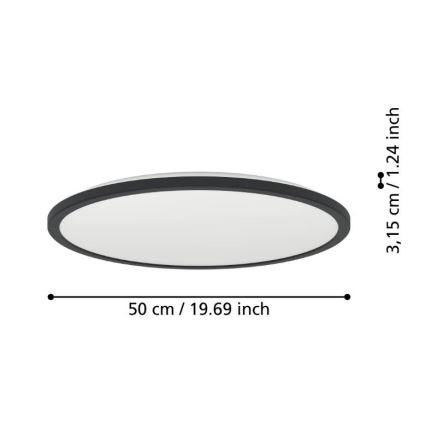 Eglo - LED Badkamer plafondlamp LED/16,8W/230V 2700/4000/6500K diameter 50 cm IP44 zwart
