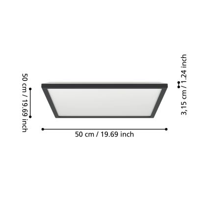 Eglo - LED Badkamer plafondlamp LED/17W/230V 2700/4000/6500K 50x50 cm IP44 zwart