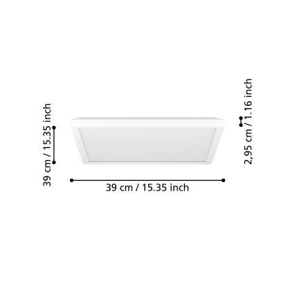 Eglo - LED Badkamer plafondlamp LED/17,6W/230V 2700K/4000K/6500K 39x39 cm IP44 wit