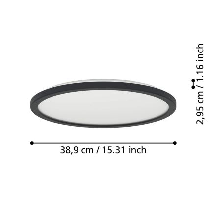 Eglo - LED Dimbare badkamer plafondverlichting LED/18,5W/230V 2700-6500K diameter 38,9 cm IP44 zwart + afstandsbediening