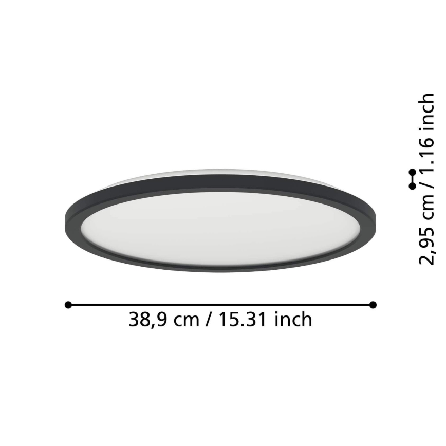 Eglo - LED Dimbare badkamer plafondverlichting LED/18,5W/230V 2700-6500K diameter 38,9 cm IP44 zwart + afstandsbediening