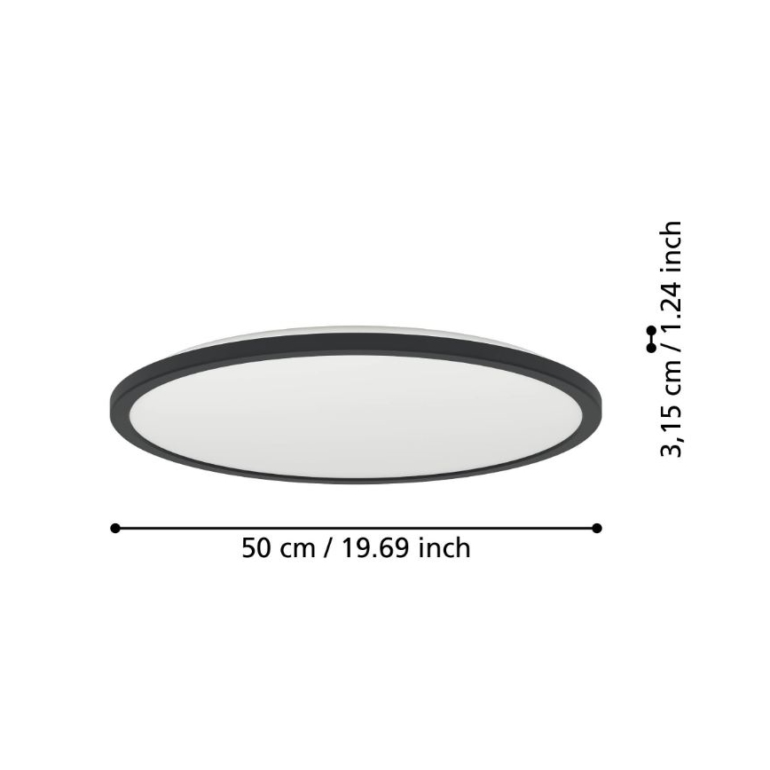 Eglo - LED Dimbare badkamer plafondverlichting LED/16,8W/230V 2700-6500K diameter 50 cm IP44 zwart + afstandsbediening