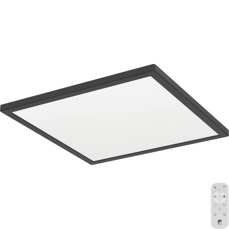 Eglo - LED Dimbare badkamer plafondverlichting LED/17,6W/230V 2700-6500K 39x39 cm IP44 zwart + afstandsbediening