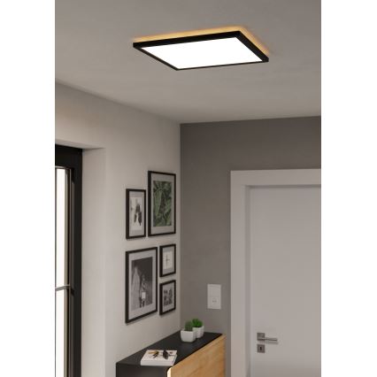 Eglo - LED Dimbare badkamer plafondverlichting LED/17,6W/230V 2700-6500K 39x39 cm IP44 zwart + afstandsbediening