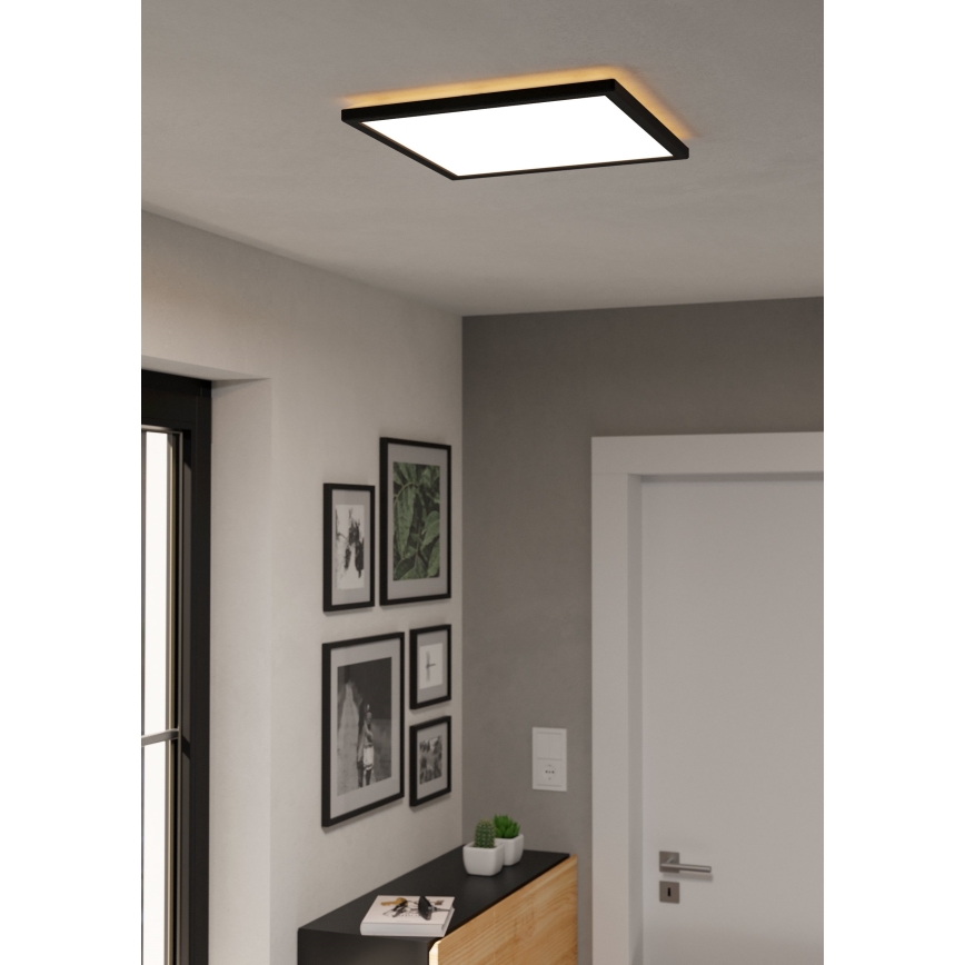 Eglo - LED Dimbare badkamer plafondverlichting LED/17,6W/230V 2700-6500K 39x39 cm IP44 zwart + afstandsbediening