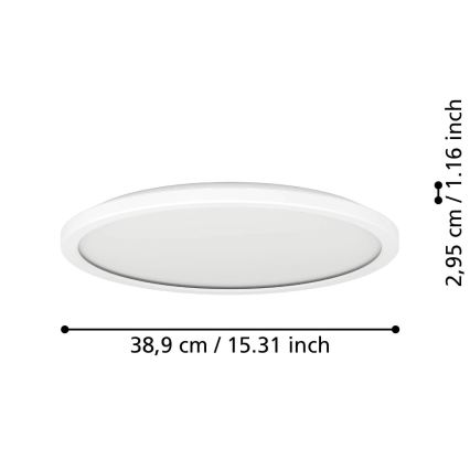 Eglo - LED Dimbare badkamer plafondverlichting LED/18,5W/230V 2700-6500K diameter 38,9 cm IP44 wit + afstandsbediening