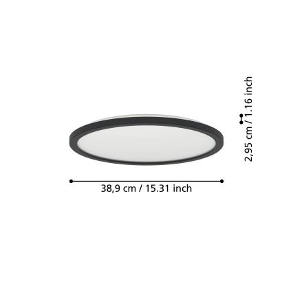 Eglo - LED RGBW Dimbare badkamer plafondlamp LED/18,5W/230V 2700-6500K pr.38,9cm IP44 zwart ZigBee