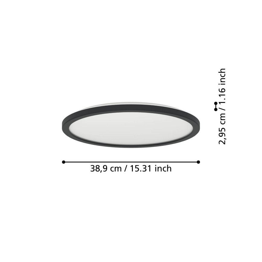 Eglo - LED RGBW Dimbare badkamer plafondlamp LED/18,5W/230V 2700-6500K pr.38,9cm IP44 zwart ZigBee