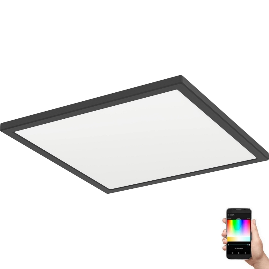Eglo - LED RGBW Dimbare badkamer plafondlamp LED/17,6W/230V 2700-6500K 39x39 cm IP44 zwart ZigBee