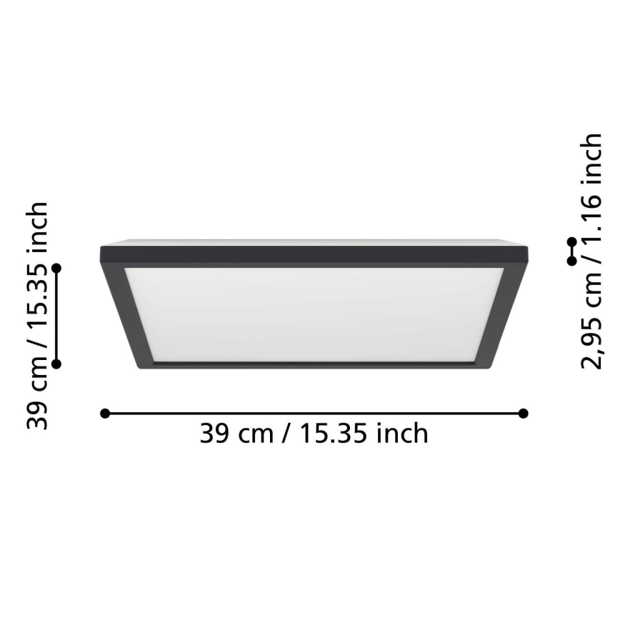 Eglo - LED RGBW Dimbare badkamer plafondlamp LED/17,6W/230V 2700-6500K 39x39 cm IP44 zwart ZigBee