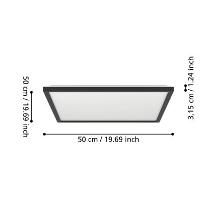 Eglo - LED RGBW Dimbare badkamer plafondlamp LED/17W/230V 2700-6500K 50x50cm IP44 zwart ZigBee