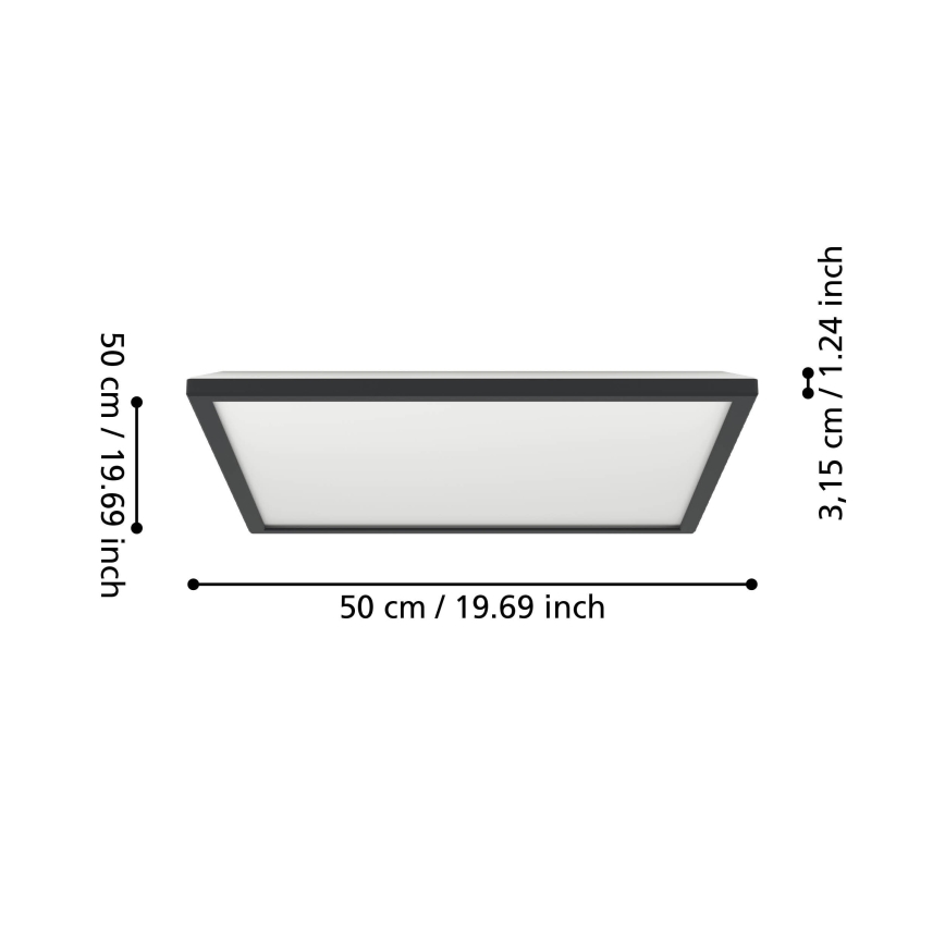 Eglo - LED RGBW Dimbare badkamer plafondlamp LED/17W/230V 2700-6500K 50x50cm IP44 zwart ZigBee