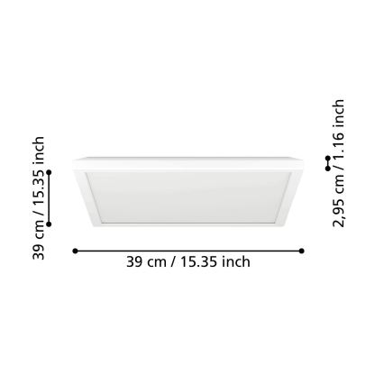 Eglo - LED RGBW dimbare badkamerplafondlamp LED/17,6W/230V 2700-6500K 39x39 cm IP44 wit ZigBee