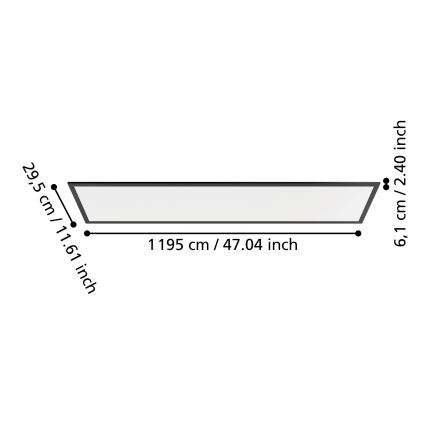 Eglo - LED opbouwpaneel LED/33W/230V 2700/4000/6500K 120x30 cm zwart
