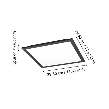 Eglo - LED RGBW Dimbare plafondlamp LED/14W/230V 2700-6500K 30x30 cm zwart