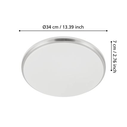 Eglo - LED plafondlamp voor badkamer LED/18W/230V 3000/4000/6500K IP54 mat chroom