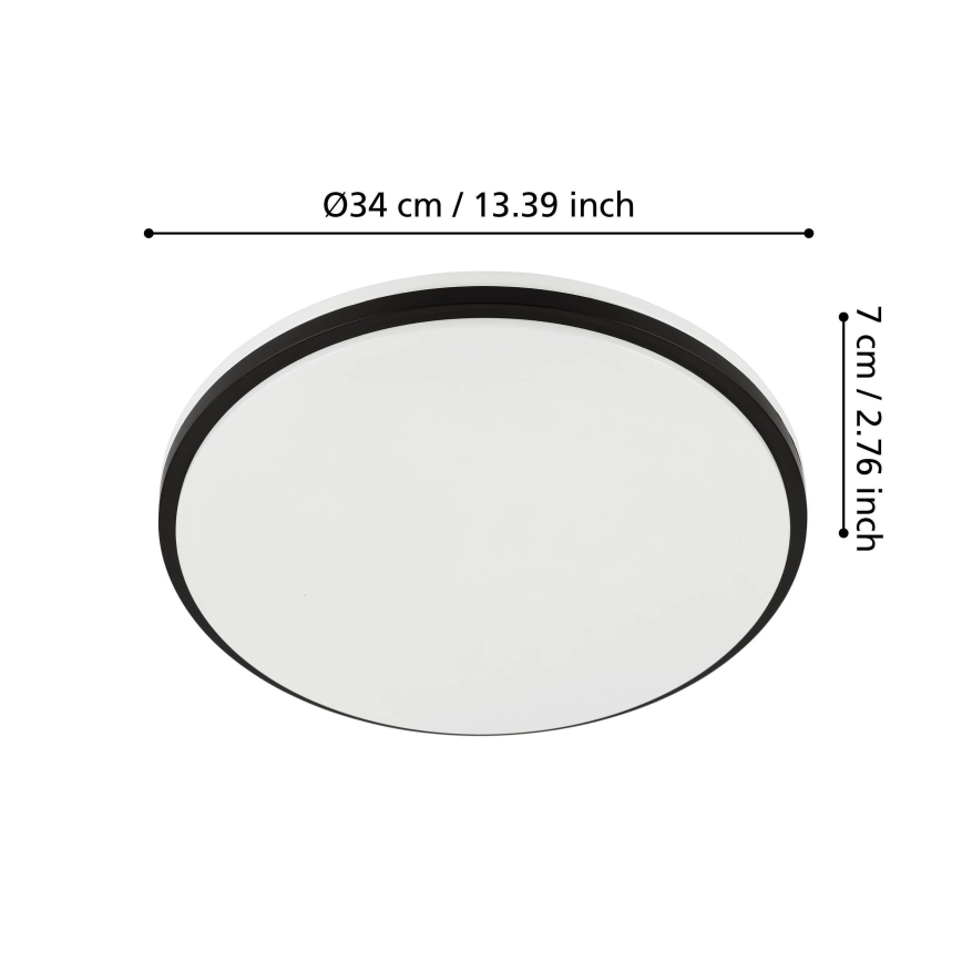 Eglo - LED-plafondlamp voor de badkamer LED/18W/230V 3000/4000/6500K IP54 zwart