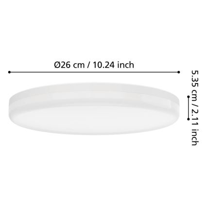 Eglo - LED plafondlamp voor badkamer LED/16,5W/230V 2700/4000/6500K Ø 26 cm IP54 wit