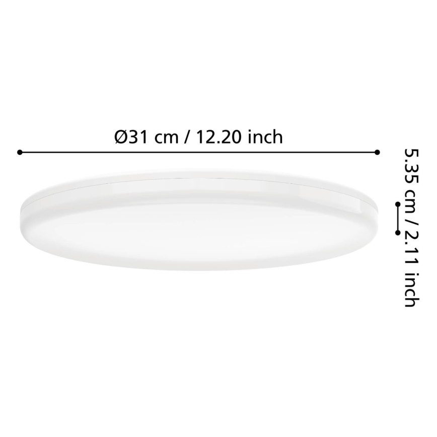 Eglo - LED plafondlamp voor de badkamer, 20W/230V, instelbare kleurtemperatuur 2700/4000/6500K, Ø31 cm, IP54, wit