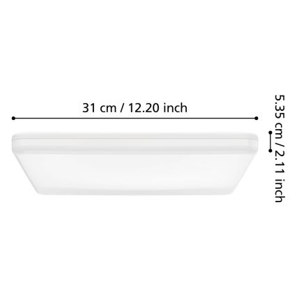Eglo - LED plafondlamp voor badkamer LED/20W/230V 2700/4000/6500K 31x31 cm IP54 wit